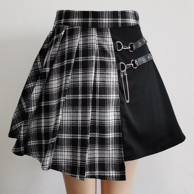 Falda corta plisada gótica para mujer