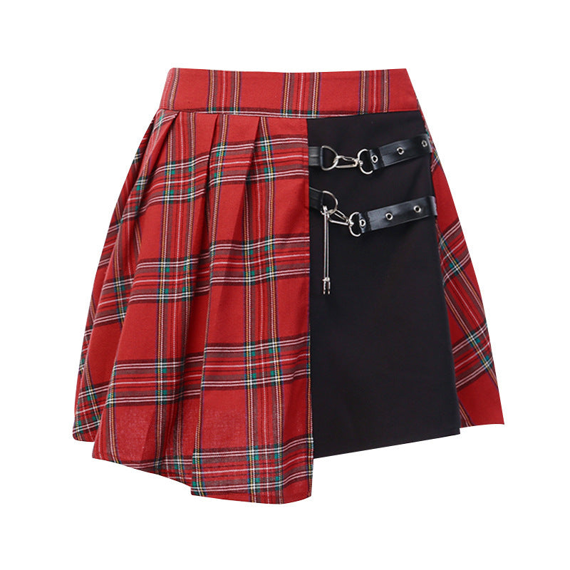 Falda corta plisada gótica para mujer