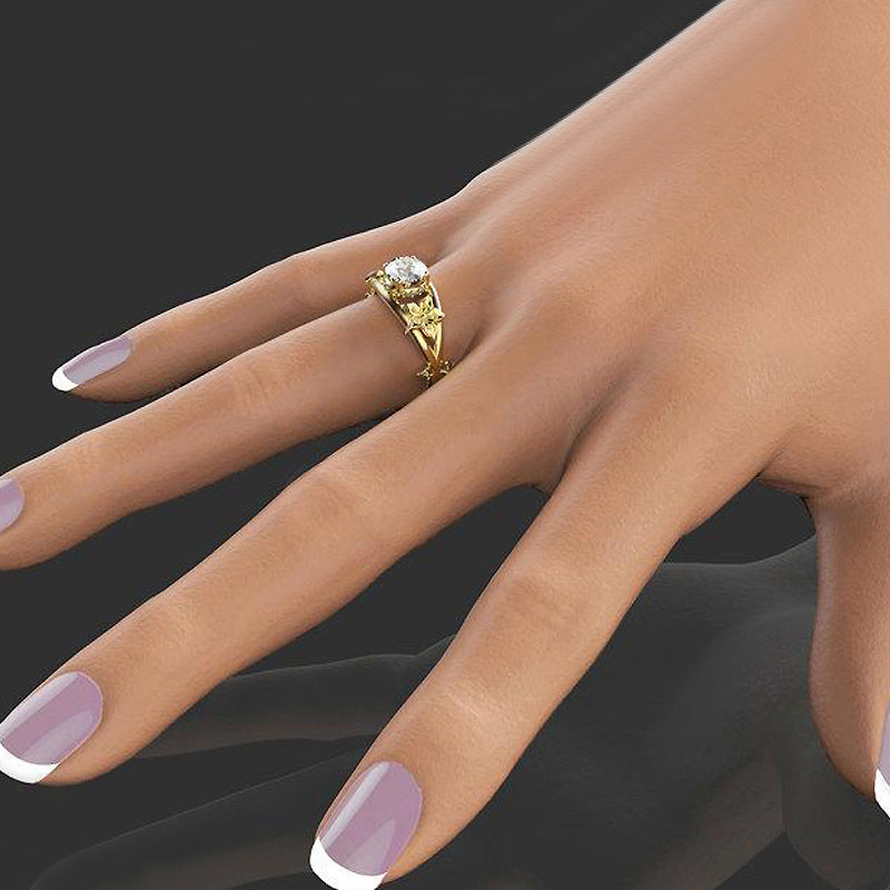 Anillo de diamantes de gran venta, joyería creativa con flores para mujer