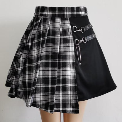 Falda corta plisada gótica para mujer