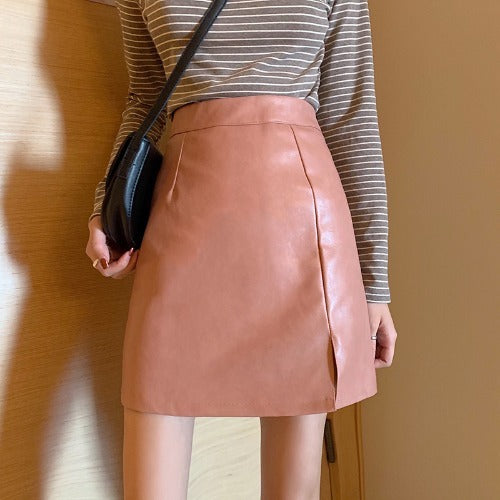 Inés |  Shiny Leather Skirts Female