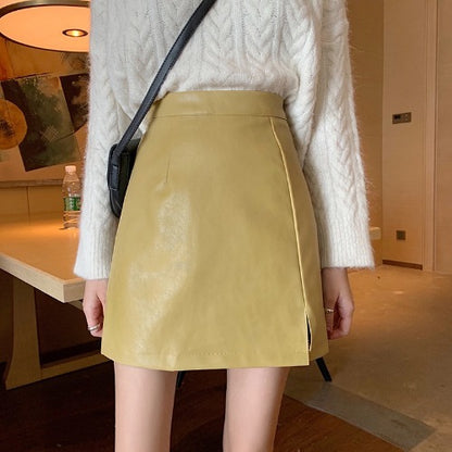 Inés |  Shiny Leather Skirts Female
