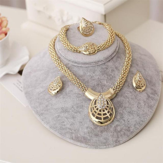 Conjuntos de joyas nupciales de oro Cate para mujer, colgante de diamantes de imitación