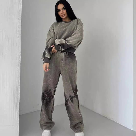 Traje de suéter y pantalón para chica sexy para mujer