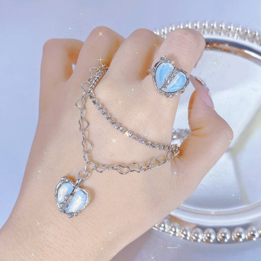 Anillo de amor en forma de corazón, joyería para mujer