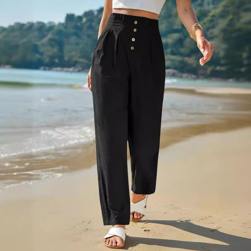 Pantalones casuales de cintura alta para mujer